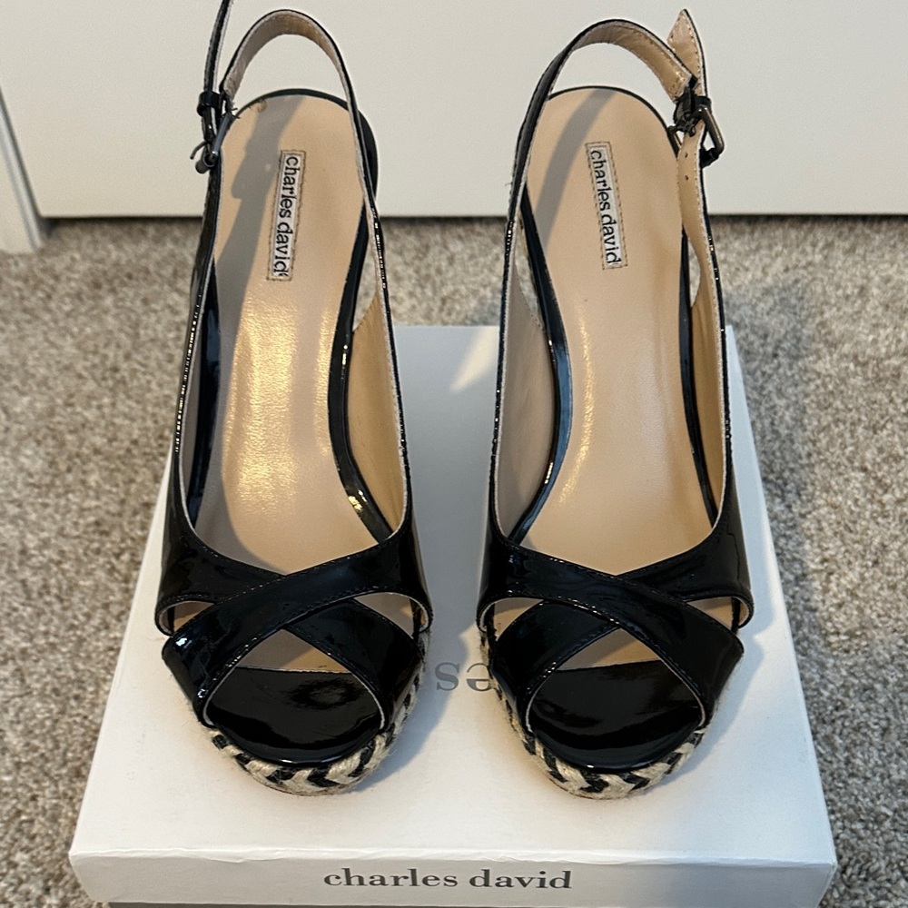 Charles David Black Patent Leather Heels